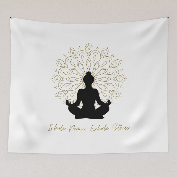 Item preview, Inhale Peace Exhale Stress Yoga Silhouette designed and sold by MIArt Studio.