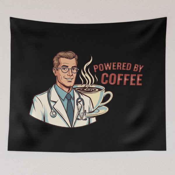 Item preview, Retro Doctor Powered By Coffee Design Vintage Medical Humor Gift designed and sold by Design_Your_Day.
