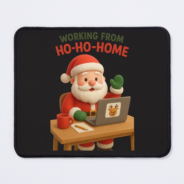 Item preview, Cute Santa WFH on Zoom - Working From Ho-Ho-Home | Kawaii Fun Christmas Office Art designed and sold by Moons Studio.