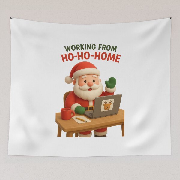 Item preview, Cute Santa WFH on Zoom - Working From Ho-Ho-Home | Kawaii Fun Christmas Office Art designed and sold by Moons Studio.