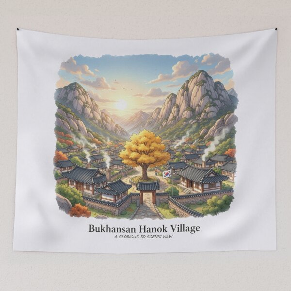 Item preview, Bukhansan Hanok Village – Glorious 3D Scenic View , designed and sold by PaintMeWorld.