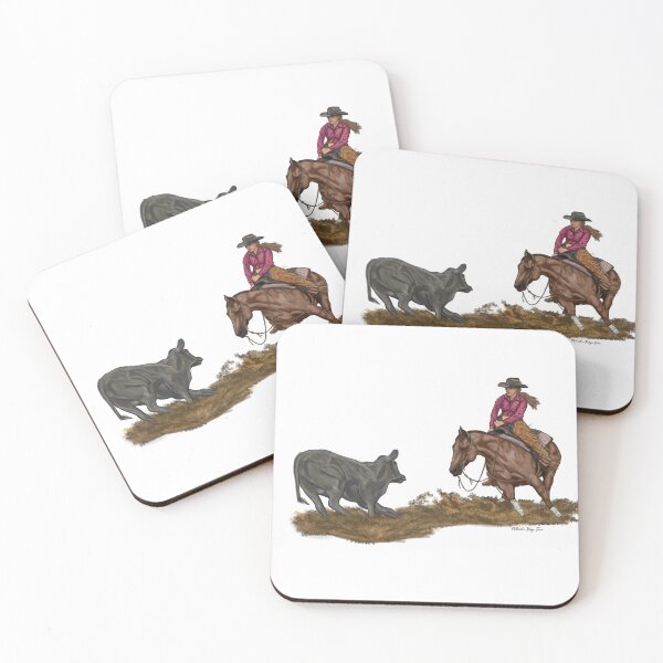 Item preview, Cutting Horse and Cow – Western Rodeo Illustration designed and sold by MillvilleRidge.