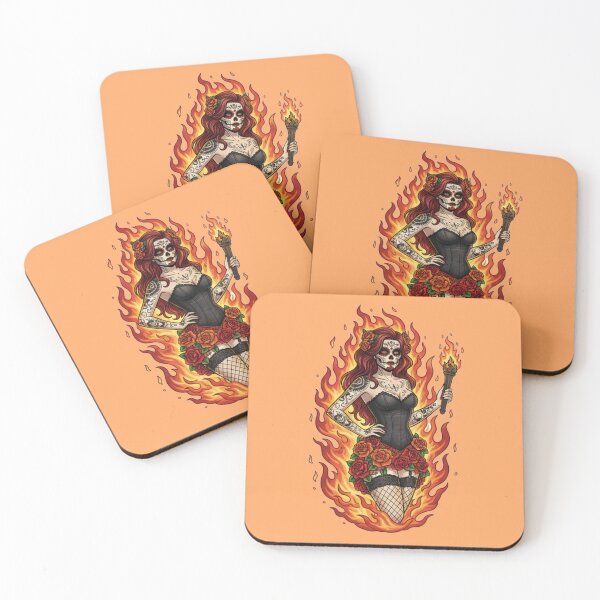 Item preview, Fire Witch Sugar Skull – Flaming Catrina, Mystical Witch, Art of Feminine Power designed and sold by BellaAbreu8.