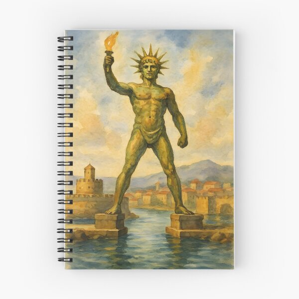 Aperçu de l'œuvre Le Colosse de Rhodes, merveille du monde antique, aquarelle créée et vendue par WirelessChimp.