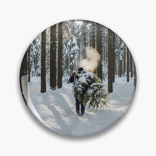 Item preview, Person Carrying a Fresh Cut Pine Tree Through a Snowy Forest designed and sold by homydesign.