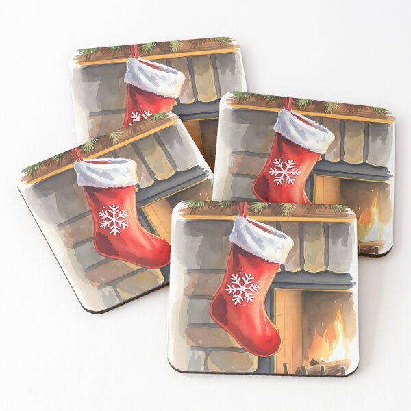 Item preview, Christmas Stocking Hanging Over a Fireplace with Pine Garland designed and sold by homydesign.