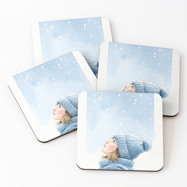 Item preview, Girl in a Blue Hat Looking Up at Falling Snow designed and sold by homydesign.