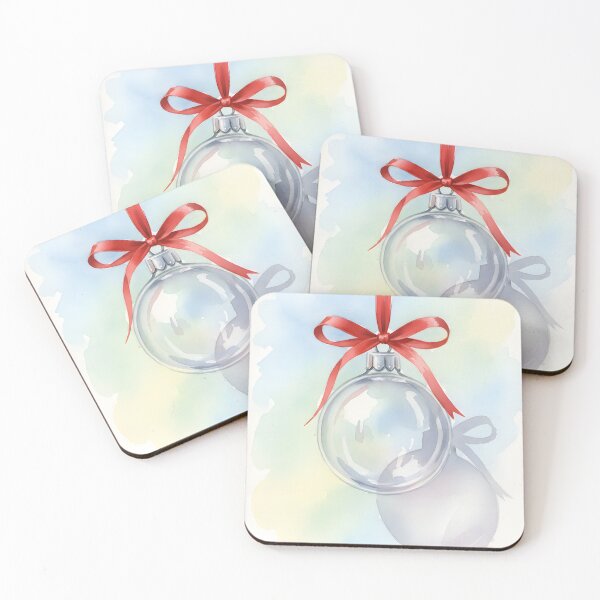 Item preview, Clear Glass Christmas Ornament with Red Ribbon Watercolor designed and sold by homydesign.