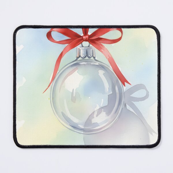 Item preview, Clear Glass Christmas Ornament with Red Ribbon Watercolor designed and sold by homydesign.