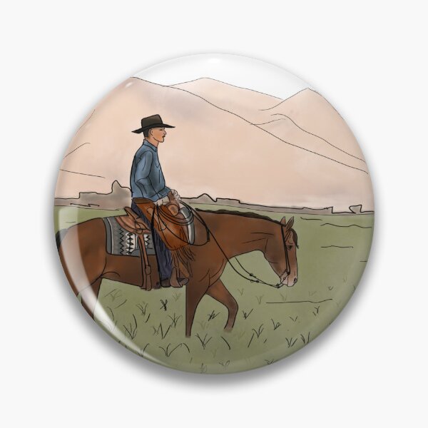 Item preview, “Western Rider on Horse in Front of Mountains – Country Lifestyle Illustration” designed and sold by MillvilleRidge.