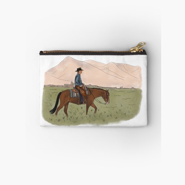 Item preview, “Western Rider on Horse in Front of Mountains – Country Lifestyle Illustration” designed and sold by MillvilleRidge.