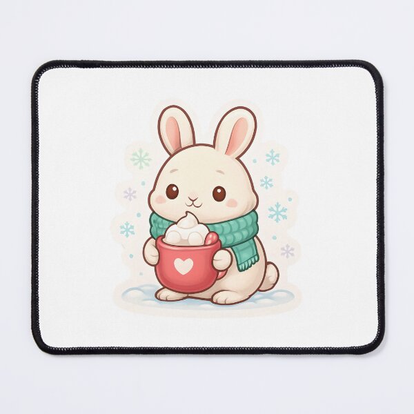 Item preview, Kawaii Winter Bunny With Hot Cocoa Cute Cozy Christmas designed and sold by MossyMallowStudios.