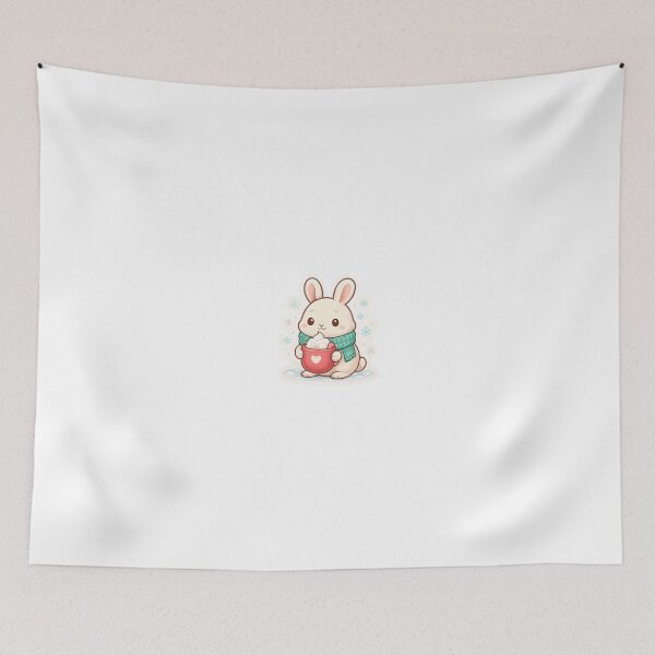 Item preview, Kawaii Winter Bunny With Hot Cocoa Cute Cozy Christmas designed and sold by MossyMallowStudios.
