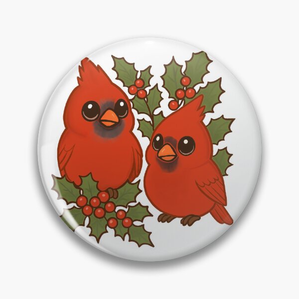 Item preview, Cute Christmas Cardinals with Holly – Cozy Winter Bird Art by RivendellBird designed and sold by RivendellBird.