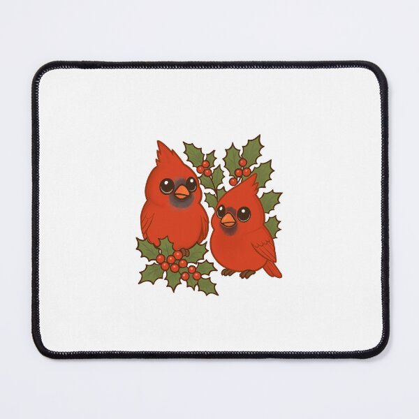 Item preview, Cute Christmas Cardinals with Holly – Cozy Winter Bird Art by RivendellBird designed and sold by RivendellBird.