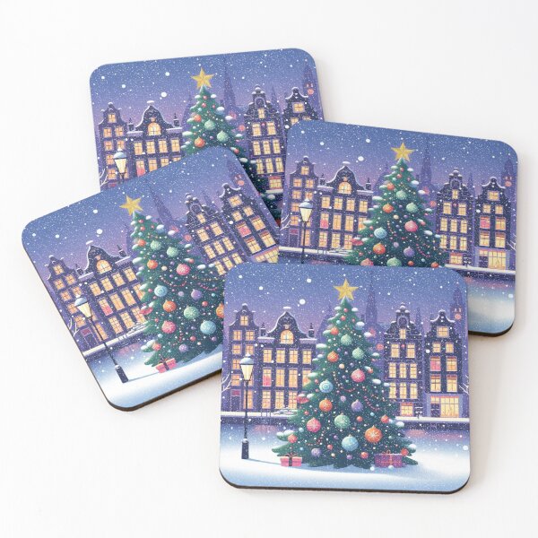 Item preview, Magical Amsterdam in the Snow – Dutch Christmas City Scene with Canals and Tree Lights designed and sold by Sugar Wisdom .
