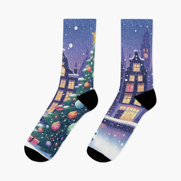 Item preview, Magical Amsterdam in the Snow – Dutch Christmas City Scene with Canals and Tree Lights designed and sold by Sugar Wisdom .