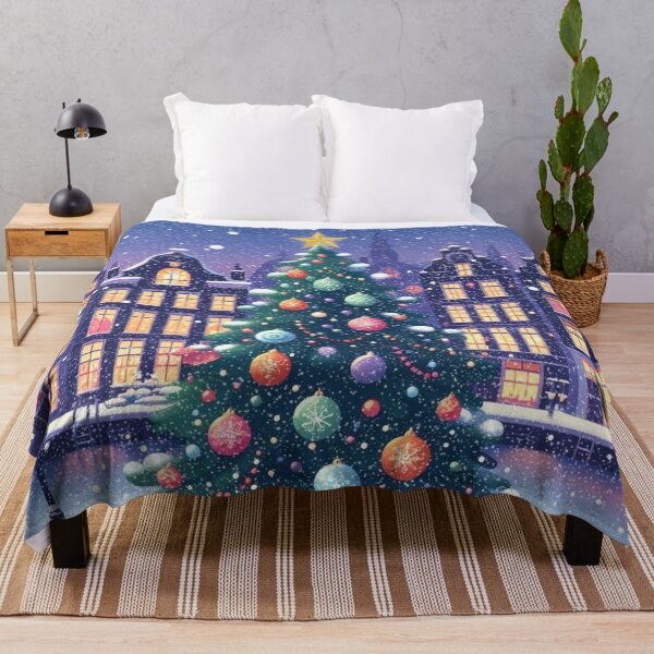 Item preview, Magical Amsterdam in the Snow – Dutch Christmas City Scene with Canals and Tree Lights designed and sold by Sugar Wisdom .