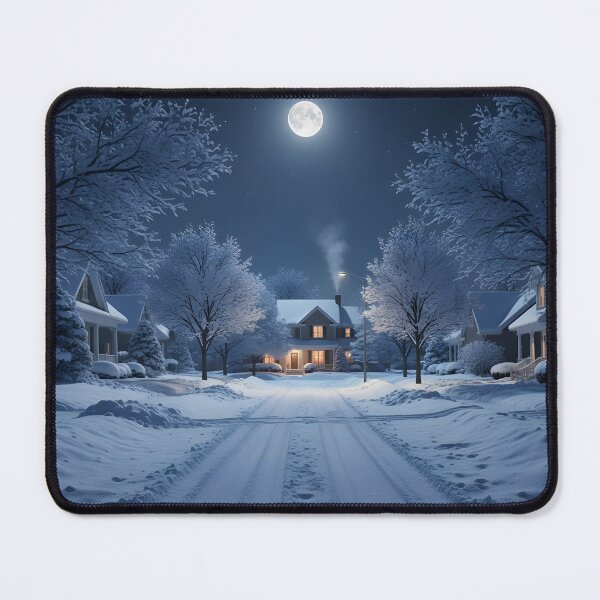 Item preview, Quiet Suburban Street Covered in Snow Under Full Moon designed and sold by homydesign.
