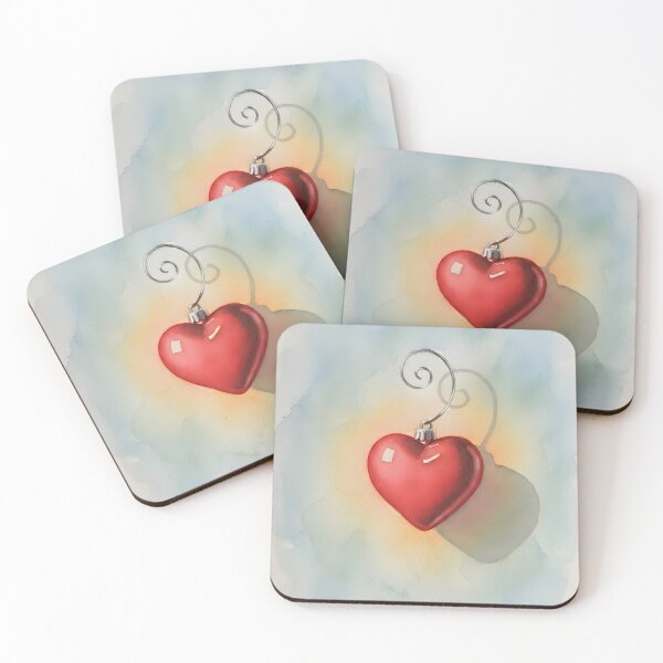 Item preview, Red Heart Shaped Ornament with Soft Watercolor Background designed and sold by homydesign.