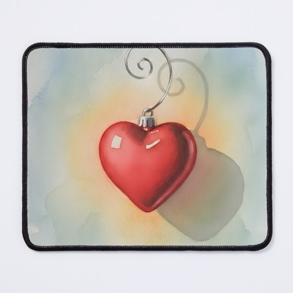 Item preview, Red Heart Shaped Ornament with Soft Watercolor Background designed and sold by homydesign.