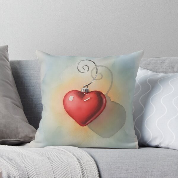 Item preview, Red Heart Shaped Ornament with Soft Watercolor Background designed and sold by homydesign.
