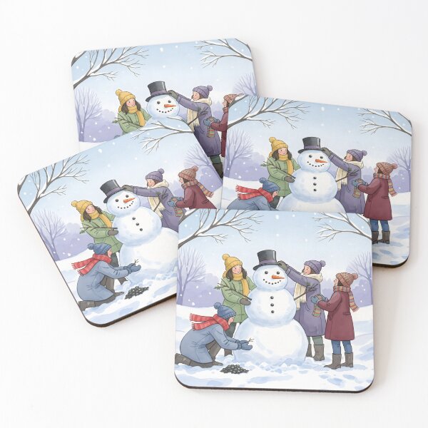 Item preview, Four Friends Building a Snowman in a Snowy Winter Park designed and sold by homydesign.
