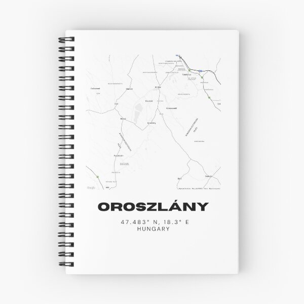 Item preview, Oroszlány Hungary Minimalist Map – Modern Black and White Print designed and sold by RM-Journey.