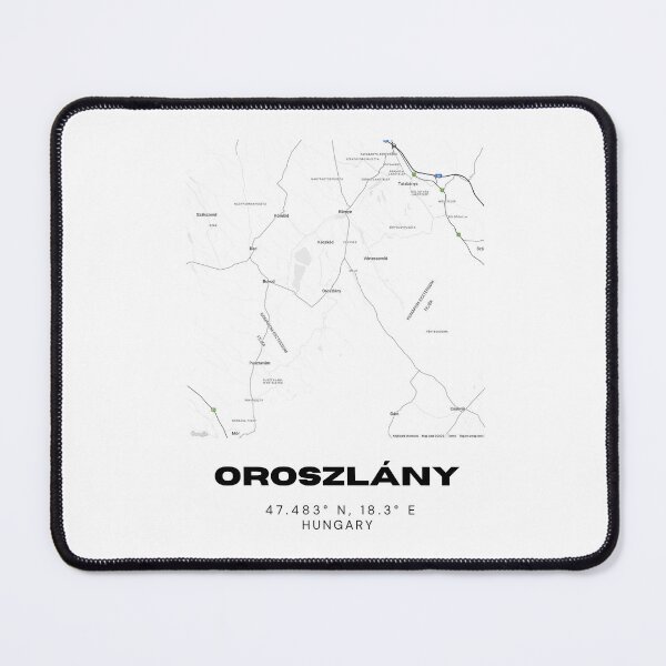 Item preview, Oroszlány Hungary Minimalist Map – Modern Black and White Print designed and sold by RM-Journey.