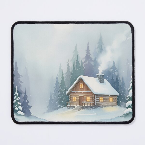 Item preview, Cozy log cabin nestled in a snowy forest with smoke rising from the chimney designed and sold by homydesign.