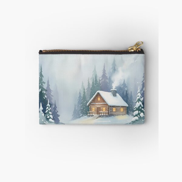 Item preview, Cozy log cabin nestled in a snowy forest with smoke rising from the chimney designed and sold by homydesign.
