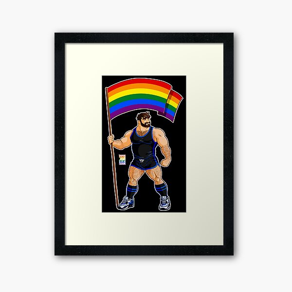 ADAM LIKES PRIDE FLAG - BLACK OUTFIT Framed Art Print