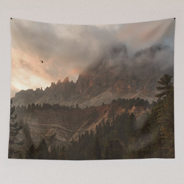 Item preview, Misty Mountain Sunrise Landscape, Dramatic Peaks and Forest View designed and sold by MastaStore.