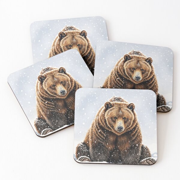 Item preview, Powerful Grizzly Bear Sitting in a Snowy Landscape designed and sold by homydesign.