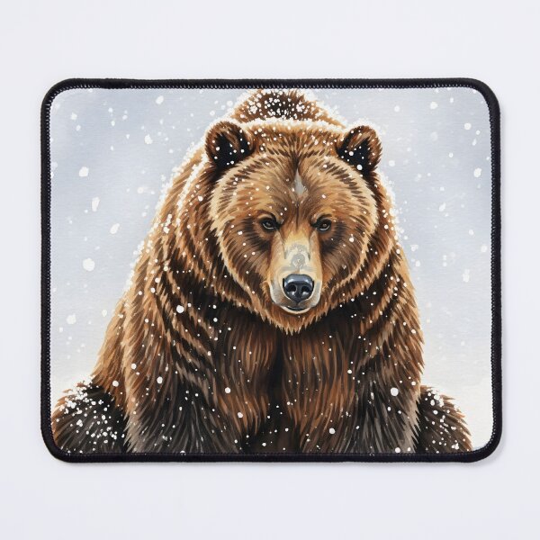 Item preview, Powerful Grizzly Bear Sitting in a Snowy Landscape designed and sold by homydesign.