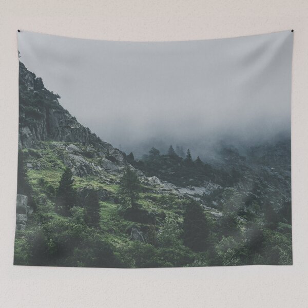 Item preview, Misty Mountain Sunrise Landscape, Dramatic Peaks and Forest View designed and sold by MastaStore.