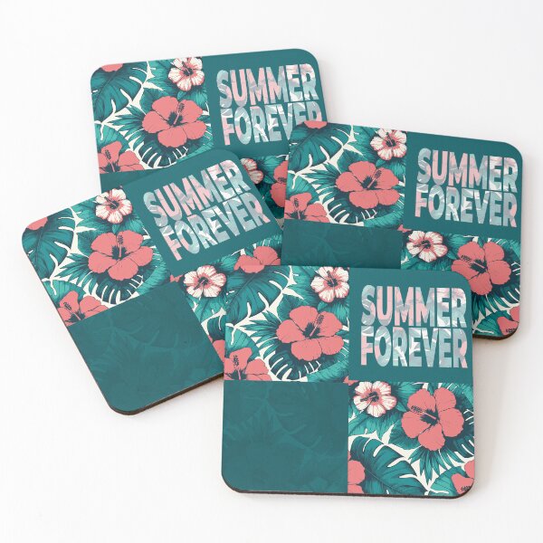 Item preview, Summer Forever – Tropical Red & Deep Blue-Green Flowers Collage designed and sold by InFrameVision.