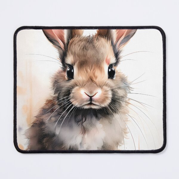 Item preview, A cute, fluffy bunny with large ears and big, dark eyes stares forward, rendered with soft brushstrokes and a gentle demeanor designed and sold by homydesign.