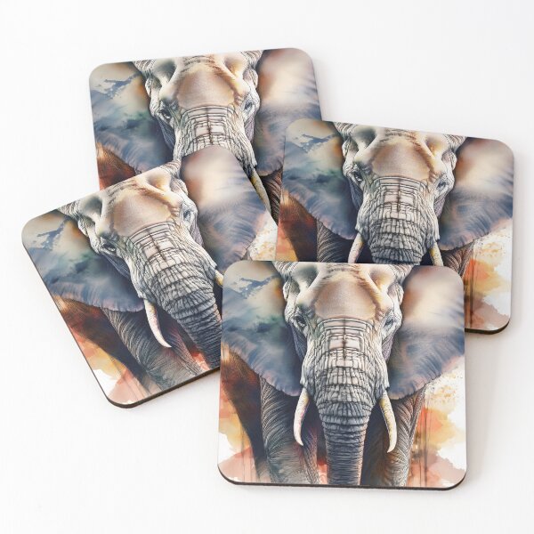 Item preview, A detailed digital painting captures the textured face of an African elephant with large ears and prominent tusks designed and sold by homydesign.