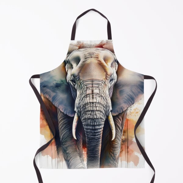 Item preview, A detailed digital painting captures the textured face of an African elephant with large ears and prominent tusks designed and sold by homydesign.