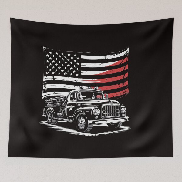 Item preview, Fireman American Flag Firetruck Rescue Vehicle Gift for Men designed and sold by ControlCenter.