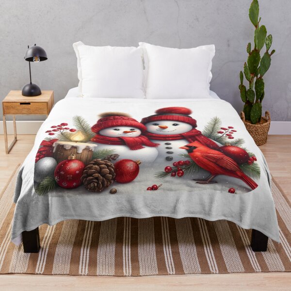 Item preview, Cozy Christmas Snowmen Couple with Cardinal Bird | Happy Winter Holiday Art designed and sold by lojadpop.