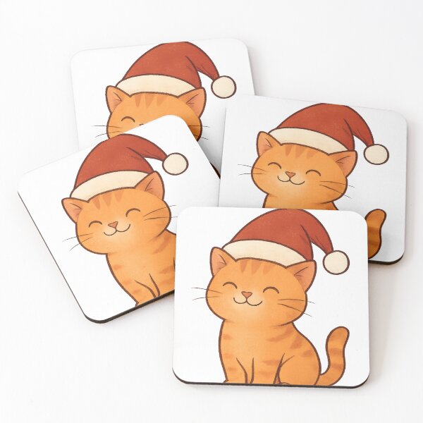 Item preview, Cute Christmas Kitten with Santa Hat – Adorable Holiday Illustration for Perfect Gifts designed and sold by BlackDot Studio.
