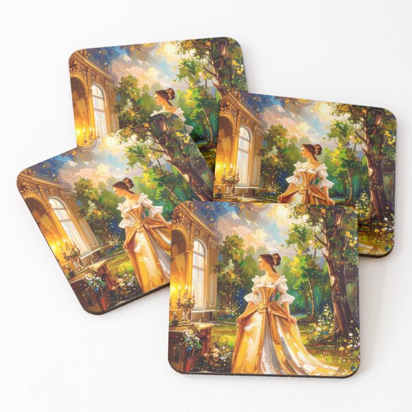 Item preview, Woman in Gold Ballgown Under Starry Skies designed and sold by brightmistart.