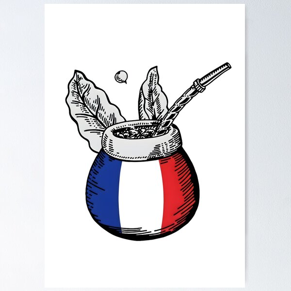 Item preview, Yerba Mate Matero with French Flag – Minimal Vintage Design designed and sold by flamini.