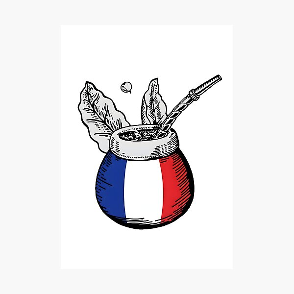 Artikelvorschau, Yerba Mate Matero mit französischer Flagge – Minimalistisches Vintage-Design entworfen und verkauft von flamini.