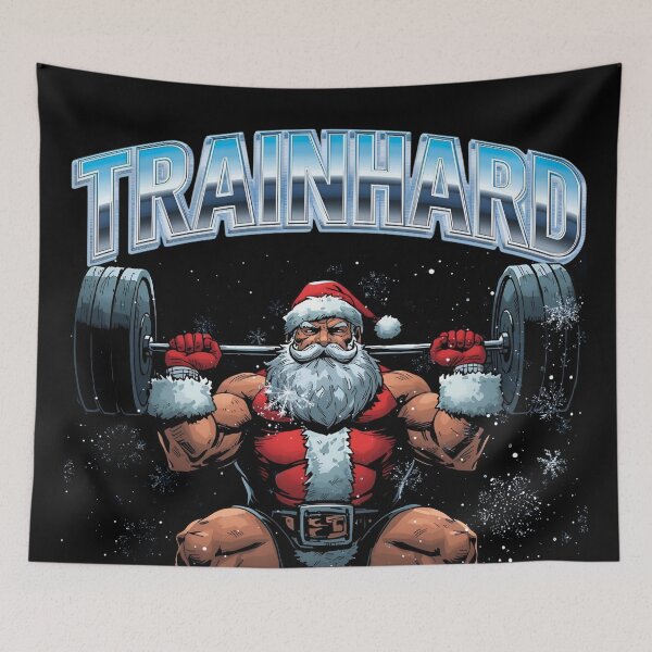 Item preview, TrainHard Santa – Beast Mode Christmas Gym Skull Edition designed and sold by TrainHardCo.