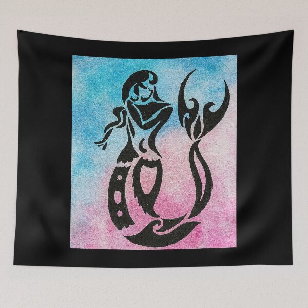 Item preview, Mermaid Silhouette on Watercolor designed and sold by BendyBeasts.