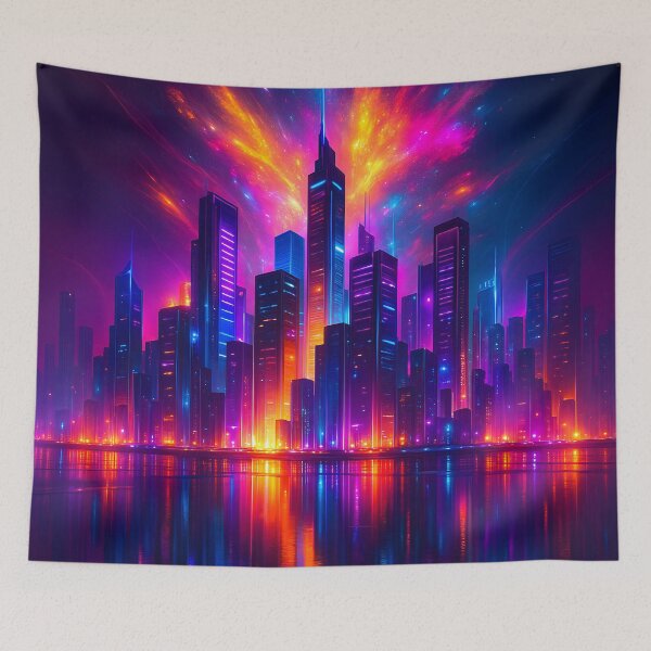 Item preview, Dopamine Burst Skyline – Neon City Explosion designed and sold by MrBunny_ART.