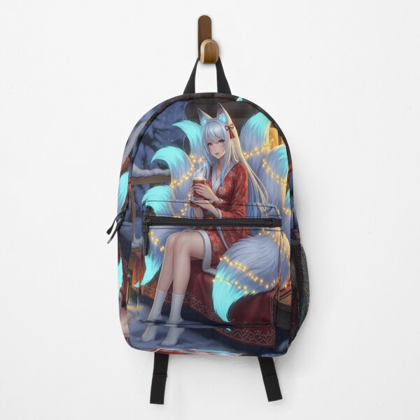 Item preview, Beautiful Anime Kitsune Girl Wearing Kimono Drinking Coffee designed and sold by dewaaliverse.